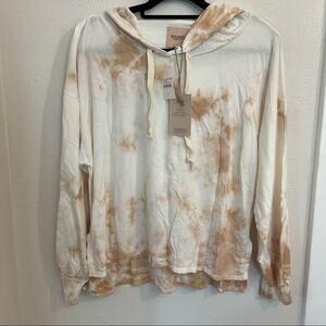 New FOUND Rose Taupe Tie Dye Hoodie Sz M